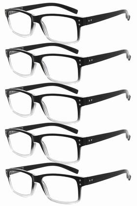 Eyekepper 795400502888 5 Pack Reading Glasses For Men Spring Hinges Classic Readers Blackclear Frame 2