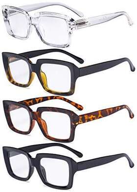 Eyekepper 941563202521 4 Pack Ladies Reading Glasses - Oversized Square Design Reader Eyeglasses For Wo