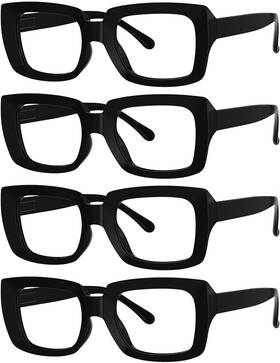 B0b17mmd4q Eyekepper 4-pack Womens Oversized Square Reading Glasses - Stylish Readers Blac