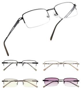 R15014-mix-125 Eyekepper 5-pack Rectangle Metal Half-rim Spring Hinges Reading Glasses Include