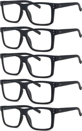 R2142-5c01-150 Eyekepper 5-pack Oversized Reading Glasses Square Large Frame Readers For Men An