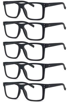R2142-5c01-250 Eyekepper 5-pack Oversized Reading Glasses Square Large Frame Readers For Men