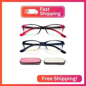001-pb-1.0 Eyeurl Reading Glasses For Women 2 Pack Blue Light Blocking Readers Lightweight