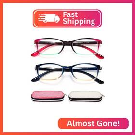 001-pb-2.25 Eyeurl Reading Glasses For Women 2 Pack Blue Light Blocking Readers Lightweight