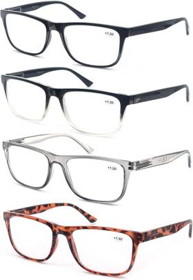 Eyewear 313113832834 Reading Glasses 2.0 Oversized Large Square Men Readers 4 Pack Comfort Lightweigh