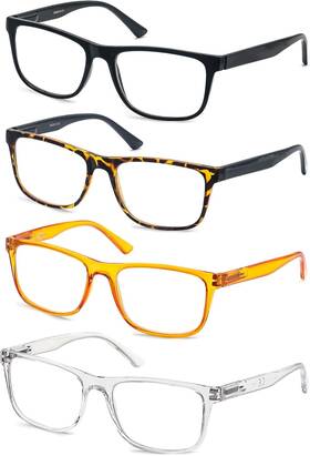 Eyewear 445009170140 Reading Glasses 1.0 Oversized Large Square Men Readers 4 Pack Comfy Lightweight