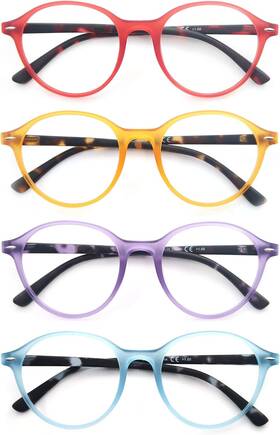 Eyewear 445032453449 Reading Glasses Womens 2.50 Colorful Round Readers Lightweight Stylish Cute Wom