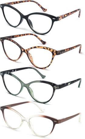 Eyewear 445035395302 Womens Reading Glasses 4-pack Cateye Readers Small Face Comfort Spring