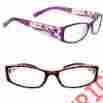 F102 Reader Kountry Bifocal Reading Glasses Womens Floral Etched Purple Brown Black
