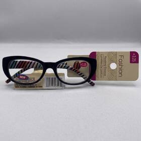 Fashion 95464 3.25 Reading Glasses Women Cat Eye Black Plastic Frame Clear Uv