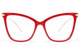 B2589-002-f Feisedy Oversized Cat Eye Glasses Frame Blue Light Blocking 50mm 002 Red