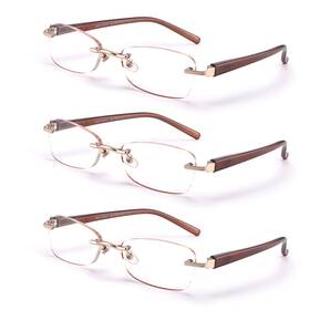 Feivsn 784121389649 3-pack Rimless Reading Glasses For Women Lightweight Spring Hinge Readers C