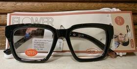 Flower Readers 800414616015 Peach Blossom Reading Glasses Shiny Black 3.00