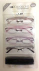 76874 Foster Grant Frameless Reading Fashion Glasses 1.25 Soft 4 Cases 3 Pak