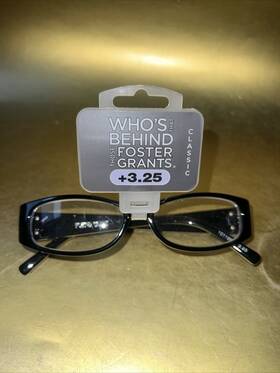 Foster Grant 031568657702 New Mens Essentials Reading Glasses 3.25 Candace Black Nwt