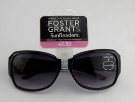 Foster Grant 070135632698 New Sunreaders Ravishing Blk 2.50 Bifocal Butterfly Sunglasses