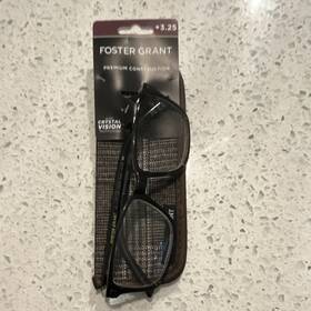 1014376-325 Foster Grant Cyrus Tor 3.25 Crystal Vision Reading Glasses Black Eyeglasses