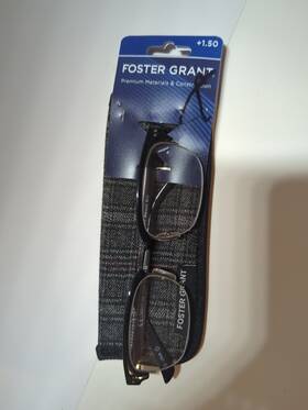 1017656-150 Foster Grant Warwick Reading Glasses 1.50 Black Frames