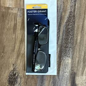1019752-200.fdr Foster Grant Cole Reading Glasses 2.00 Rectangle Full Rim Black/clear