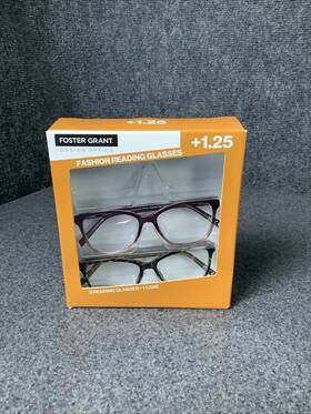 1408215 Foster Grant Design Optics Cole Classic Full Rim Rectangular Reading Glasses 2pk 1.25 M47c