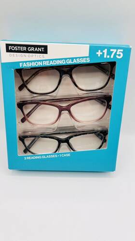 1408229 Foster Grant Design Optics By F.g Womens Fashion Reading Glasses 3pk 1.75 #1408229 Open Box