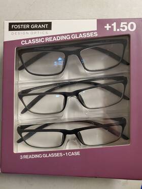 150493 Foster Grant Design Optics By Classic Flexible Plastic Reading Glasses 3pk 1.50