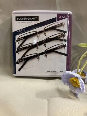 1575004 Foster Grant Mens Semi-rimless Metal Reading Glasses 3pk 1.50