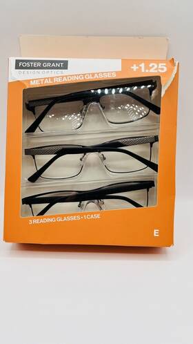 1618385 Foster Grant Design Optics Metal Reading Glasses Semi-rim 1.25 -3 Pack 1 Case
