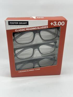 1618413 Foster Grant Classic Reading Glasses 3.00 Uva-uvb Lens Protection 3 Pack
