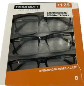 1908270 Foster Grant Classic Plastic Square Reading Glasses 3 Pack 1.25