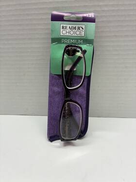Foster Grant 193033016732 Purple Readers Choice Premium Reading Glasses With Case 1.25 Eyes