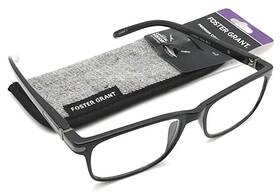 Foster Grant 193033024843 Cole Black Mens Crystal Vision Reading Glasses 2.00 With Case 9z
