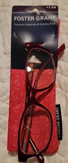 Foster Grant 193033025048 Evalina Womens 1.25 Reading Glasses Crystal Vision Wine Frame New
