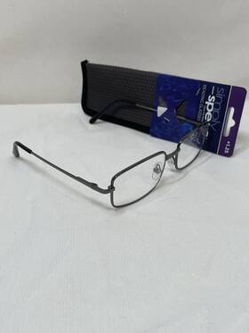 Foster Grant 193033089682 Simply Specs Jacobson Black Prp 1.25 Glasses Readers W Soft Case