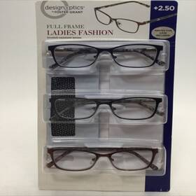 3pks Foster Grant 193033147504 Design Optics By Full Frame Ladies Fashion Readers 2.50