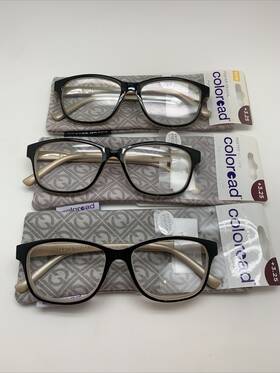 Foster Grant 193033163467 Inch 3 Pair R35 Coloread 3.25 Kinsey Gold Readers Reading Glasses