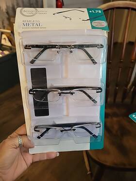 Foster Grant 193033211892 Design Optics By Rimless Metal Glasses 1.75 3-pack