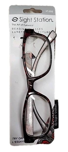Foster Grant 193033276334 New Sight Station Reading Glasses 1.00 Allegra Red Paisley