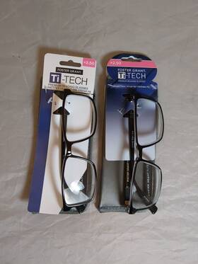 Ti200 Foster Grant 193033276488 Lot Of 2 Blk Ti-tech 2.50 Reading Readers Glasses Titech New