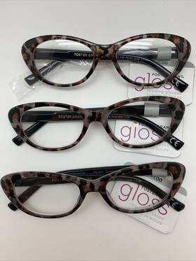 Foster Grant 193033277447 Inch 3 Pair R95 Reading Glasses Women Gloss 1.00 Connie Lep Leopard