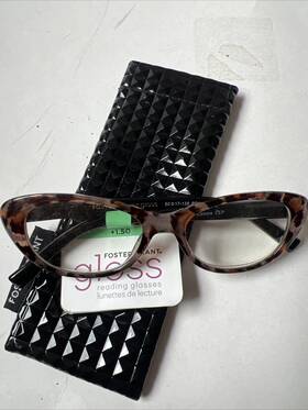 Foster Grant 193033277461 Gloss Cat Eye Reading Glasses 1.50 Cute With Case