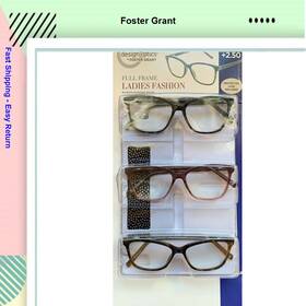 Foster Grant 193033298183 Design Optics By Full Frame Ladies Fashion Reading Glasses 3pk 2.5