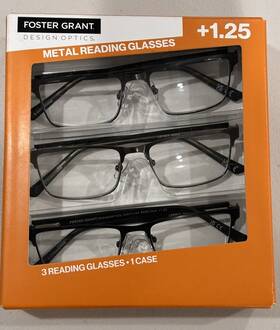 Foster Grant 193033393369 Design Optics By Metal Reading Glasses 1.25 3 Count