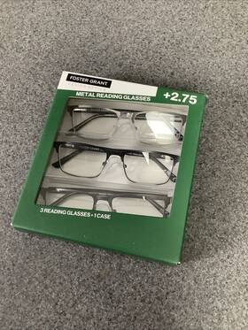 M48c Foster Grant 193033393420 Reading Glasses 2.75 Metal Frame 3pk