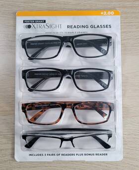 Foster Grant 193033398654 4 Pack Reading Glasses 2.00 Tortoise Shell Xtra Sight Lightweight