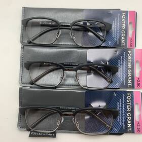 R185 Foster Grant 193033404072 Inch 3 Pair Alden Black 2.50 Reading Glasses Readers Premium