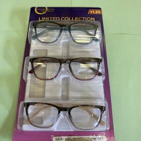 Foster Grant 193033440711 Design Optics Reading Glasses 1.25 No Cases 3 Pair Open Pkg Readers