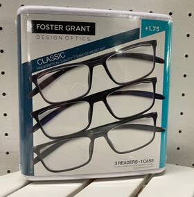 Foster Grant 193033458211 Design Optics Classic Reader Glasses 3 Pack And Case 1.75