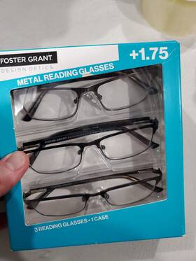 Foster Grant 193033458280 Design Optics Kyne Full Metal Square Reading Glasses 3 Pack 1.75