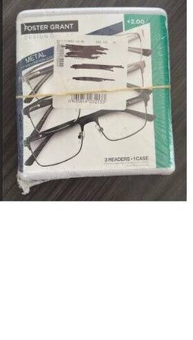 Foster Grant 193033458297 Design Optics Kyne Full Metal Square Reading Glasses 3 Pack 2.00